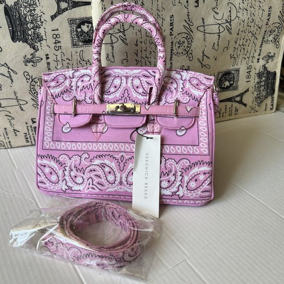 Veronica Beard Paisley Print Pink Mini Tote Bag Crossbody Strap❤️Gift❤️ - Picture 2 of 11